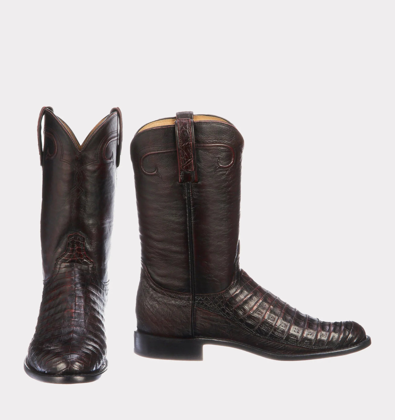 LUCCHESE “GERARD” SM OSTRICH/ CAIMAN BELLY ROPER BOOTS