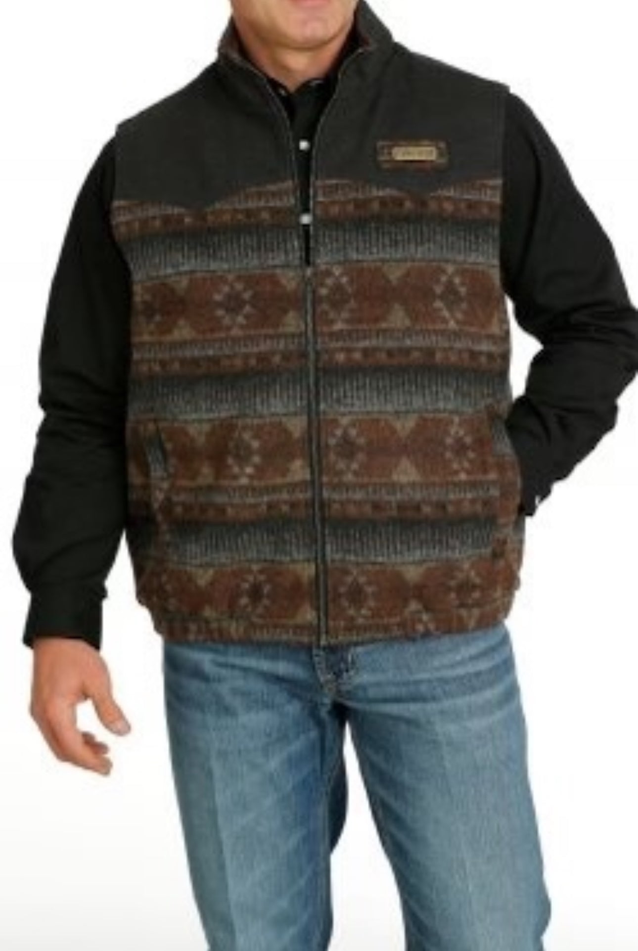 CINCH MEN’S BROWN MULTI WOOLEY CONCEALED CARRY VEST MWV1543007 MUL