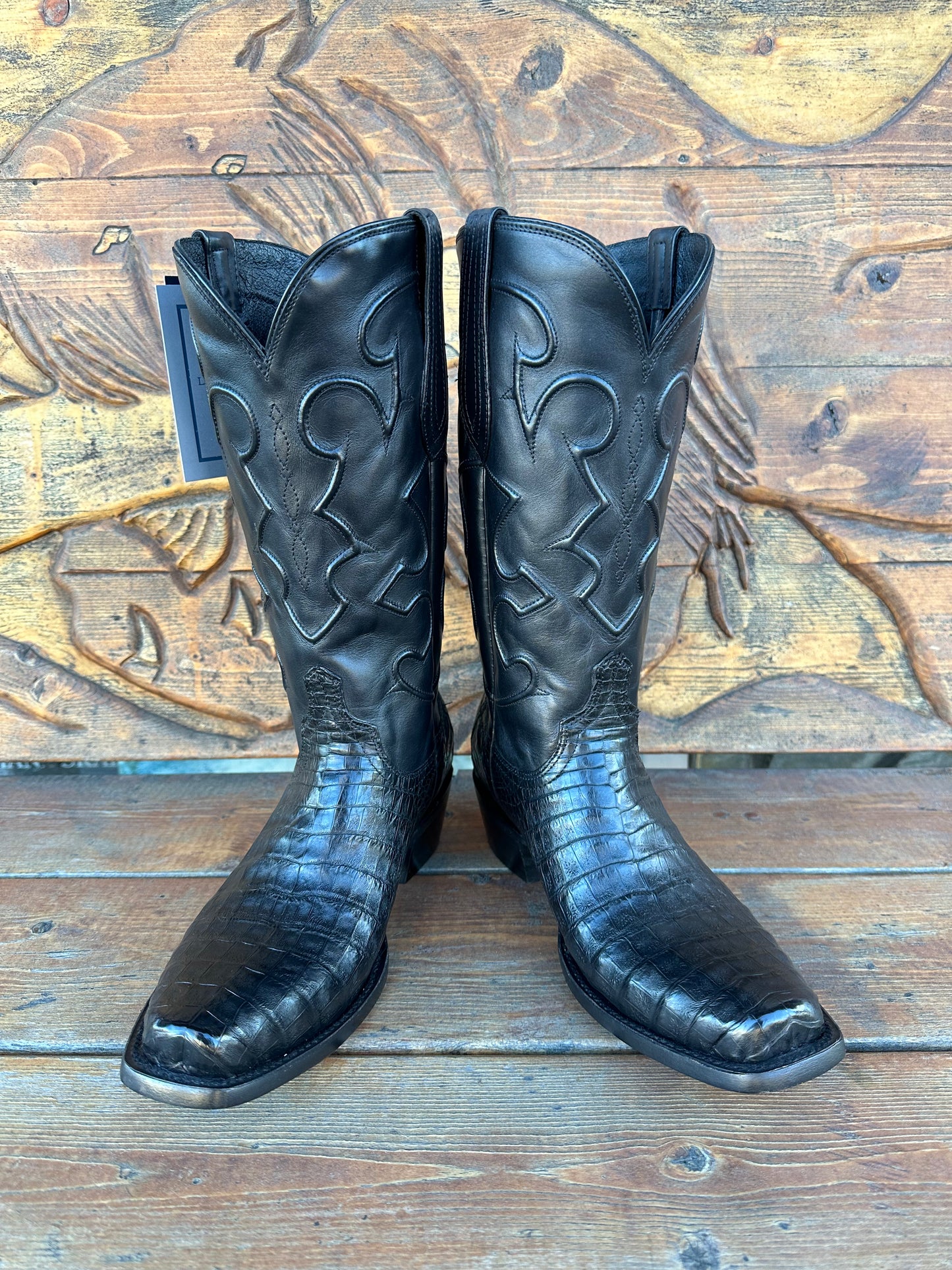 LUCCHESE “CHARLES” BLACK CAIMAN COWBOY BOOTS