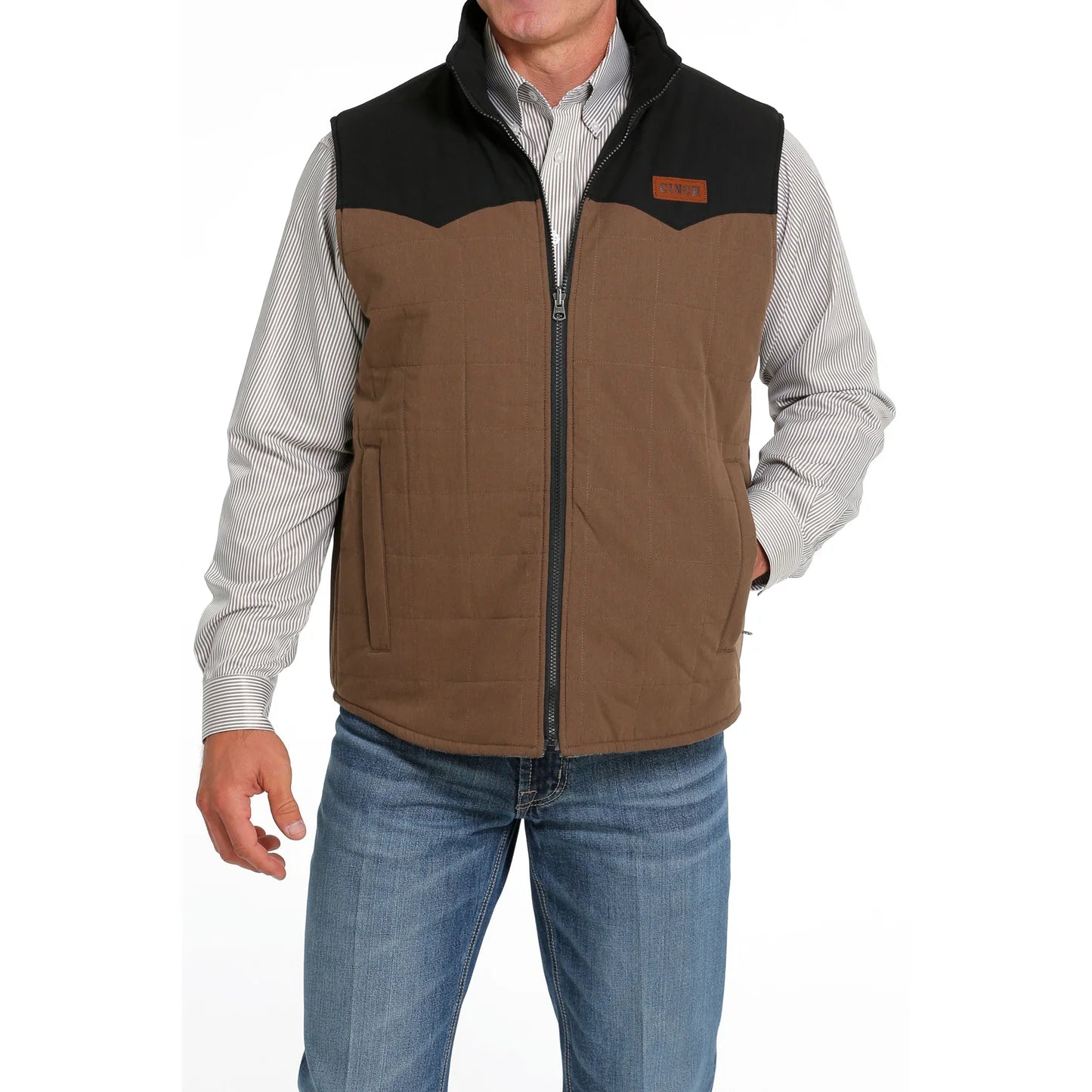 CINCH MEN’S BROWN QUILTED REVERSIBLE VEST MWV1576003 BRN