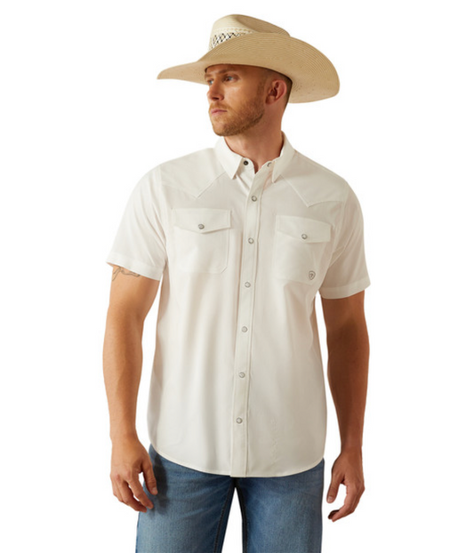 ARIAT VENTTEK WESTERN FITTED WHITE - MENS SHIRT - 10054478